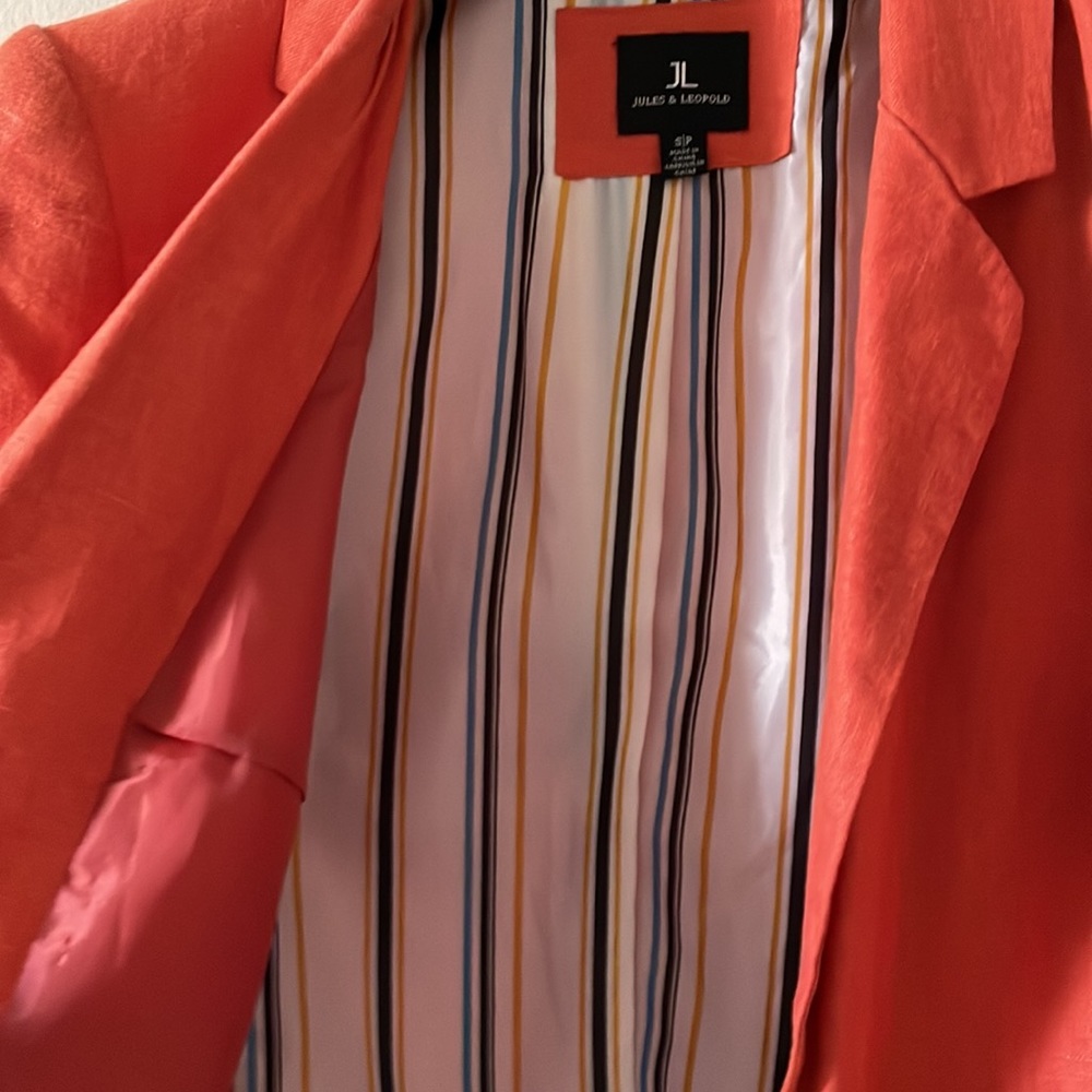 Blazer Jules & Leopard 30% linen blend lined jacket padded shoulders - Picture 6 of 15
